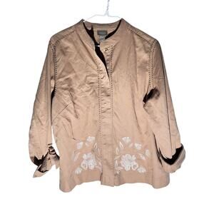 Chico's embroidered tan jacket-fits like a medium